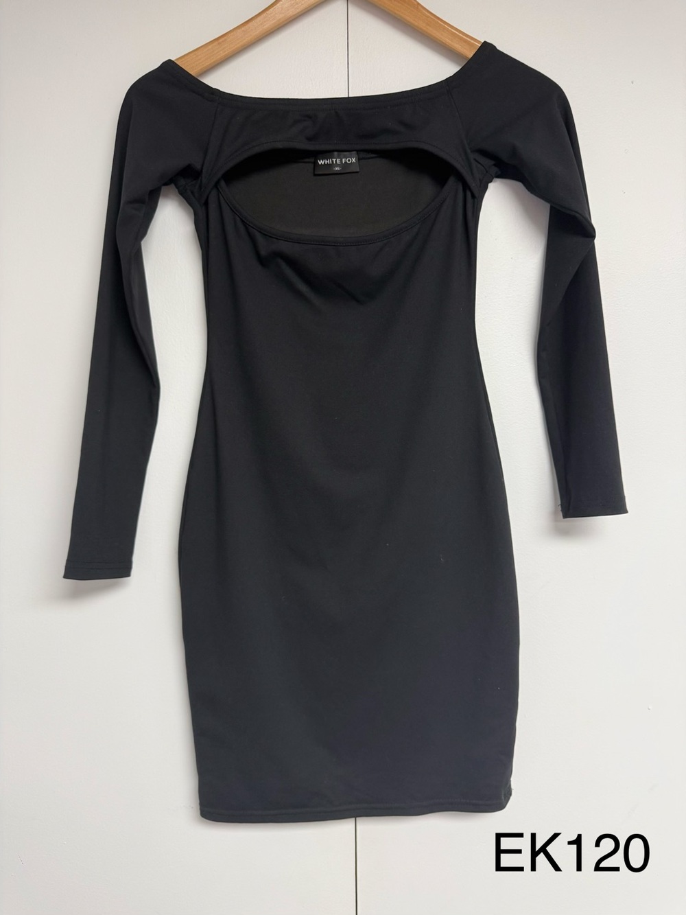White Fox Boutique Black Open Back Off Shoulder Bodycon Mini Dress XS